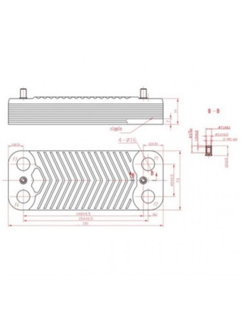 Теплообмінник пластинчастий ГВП (14 пластин) для газового котла Viessmann 7825534