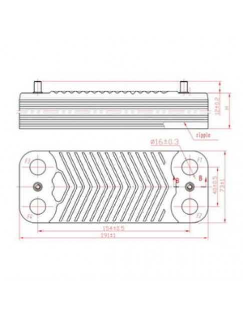 Теплообмінник пластинчастий ГВП (12 пластин) для газового котла 7828745 Теплообмінник пластинчастий ГВП (12 пластин) для газового котла 7828745