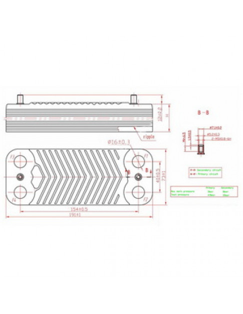 Теплообмінник пластинчастий ГВП (20 пластин) для конденсаційного котла Viessmann Vitodens 100 WB1B, WB1C 35 кВт 7828746