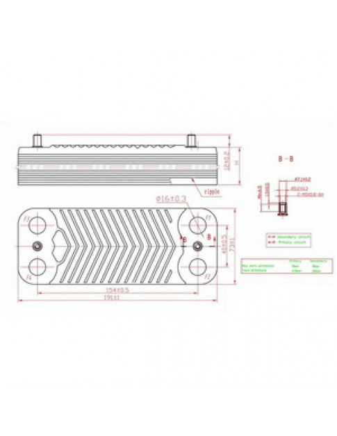 Теплообмінник пластинчастий ГВП Swep (20 пластин) для конденсаційного котла Viessmann Vitodens 100-W 35 кВт 7875503