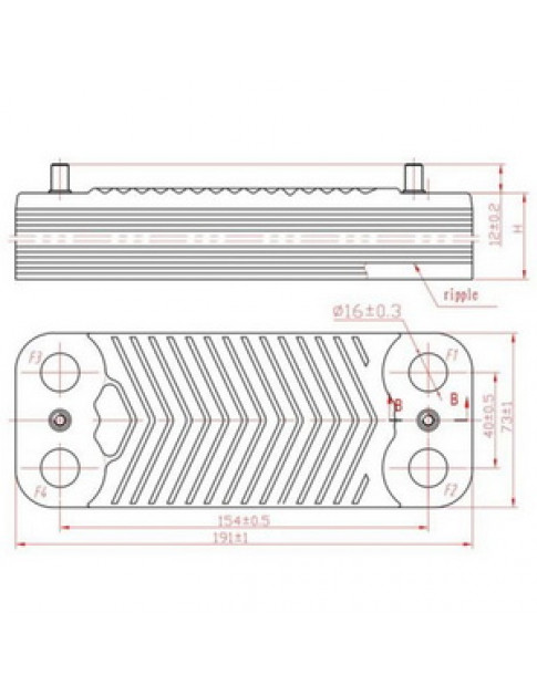 Теплообмінник пластинчастий ГВП (16 пластин) для конденсаційного котла Viessmann WB1B, WB1C 26 кВт 7928747