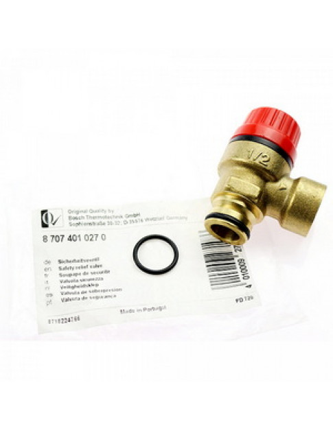 Запобіжний клапан 3 бар для газового котла Junkers Euroline, Ceraclass, Bosch Gas 3000 ZS/ZW 8707401027 Запобіжний клапан 3 бар для газового котла Junkers Euroline, Ceraclass, Bosch Gas 3000 ZS/ZW 8707401027