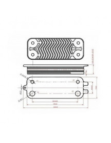 Теплообмінник пластинчастий ГВП (16 пластин) для газового котла Buderus Logamax U072, Bosch Gas 6000 87186446250 Теплообмінник пластинчастий ГВП (16 пластин) для газового котла Buderus Logamax U072, Bosch Gas 6000 87186446250
