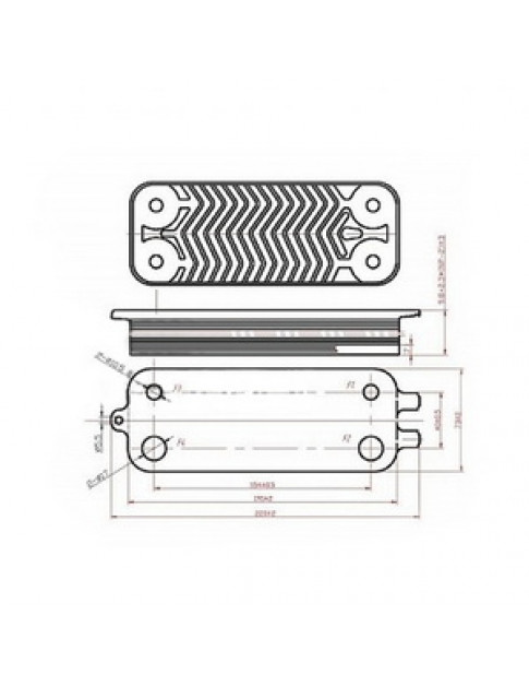 Теплообмінник пластинчастий ГВП (16 пластин) для газового котла Buderus Logamax U072, Bosch Gas 6000 87186446250