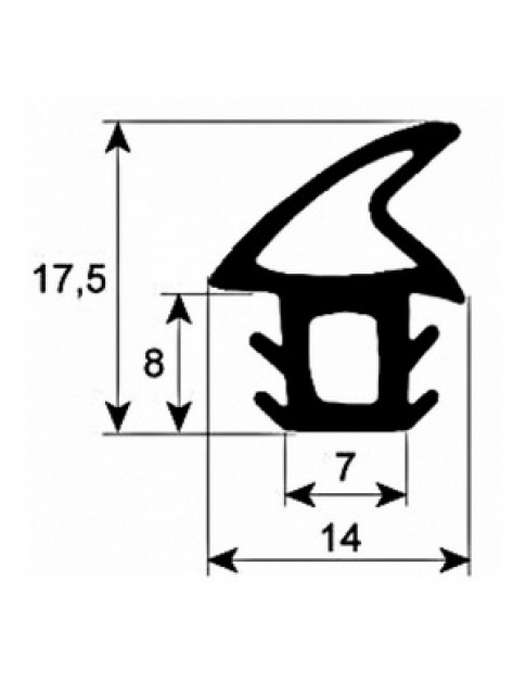 Ущільнювач дверей (гумка) для конвекційної печі Smeg ALFA200, ALFA201, ALFA241 серії 900632 2160мм