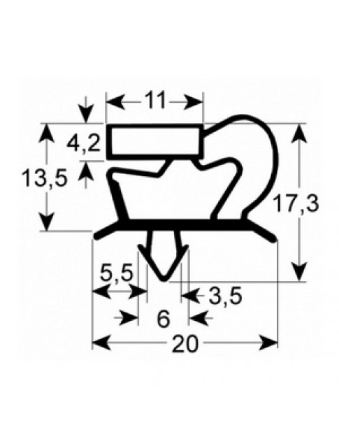 Ущільнення дверей гумка для холодильного столу Tecnodom, DGD 900946 385x640мм профіль 9048