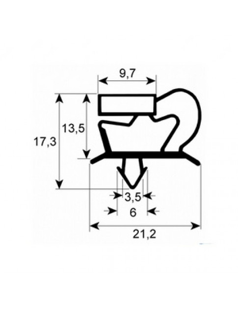 Ущільнювач дверей для холодильної шафи Apach, Tecnodom 900949 627х1545mm профіль 9048