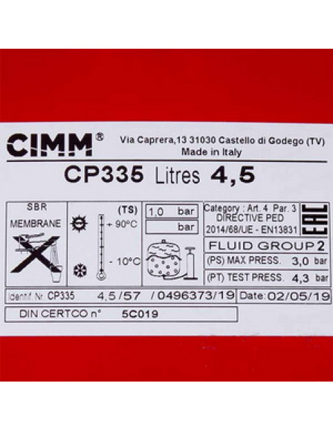 Розширювальний бак Cimm CP335 4,5 л 1/4” для газового котла Termet MiniMax Plus 900500000