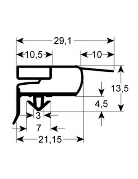 Ущільнювач дверей гумка для холодильного столу Electrolux, Zanussi MLP, TAV серії 901392 профиль 9773 382х582мм