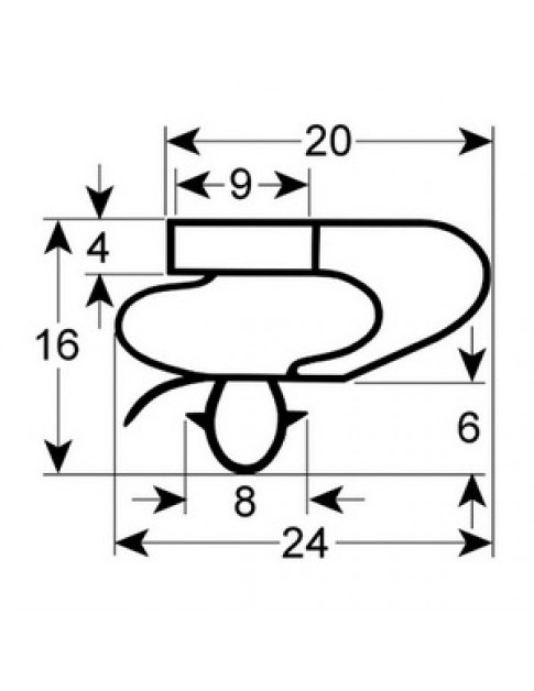 Ущільнення дверей гумка для холодильного стола Tefcold CK серії 902049 388х598мм профіль 9150