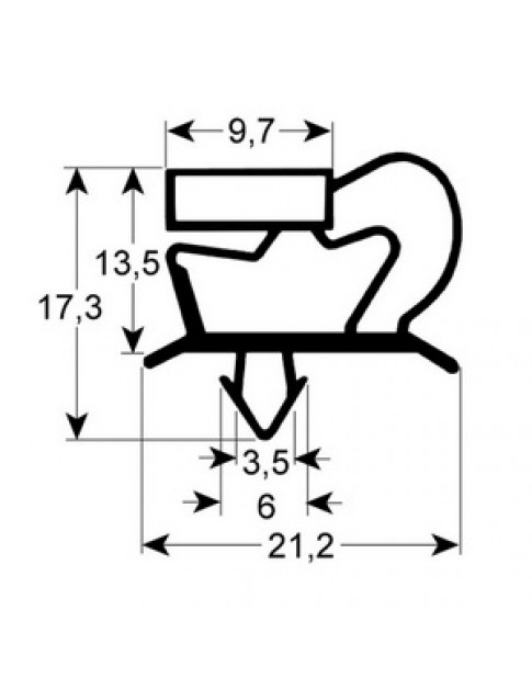 Ущільнення дверей гумка для холодильного стола Apach, Tecnodom, DGD 902063 387х633мм профіль 9048