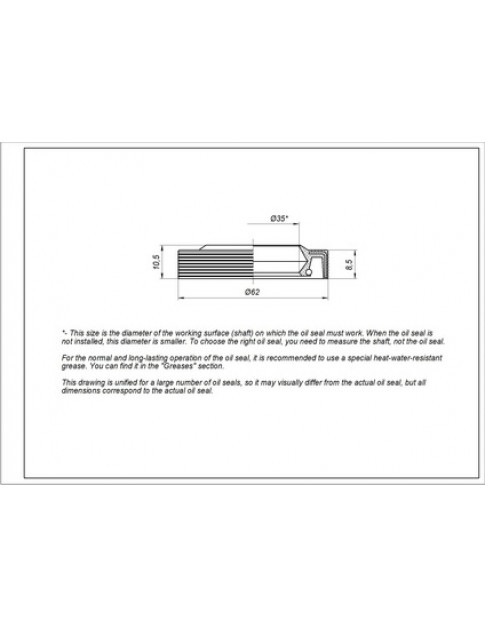 Сальник для пральної машини 35*62*8,5/10,5 ROLF 908092003121 Атлант