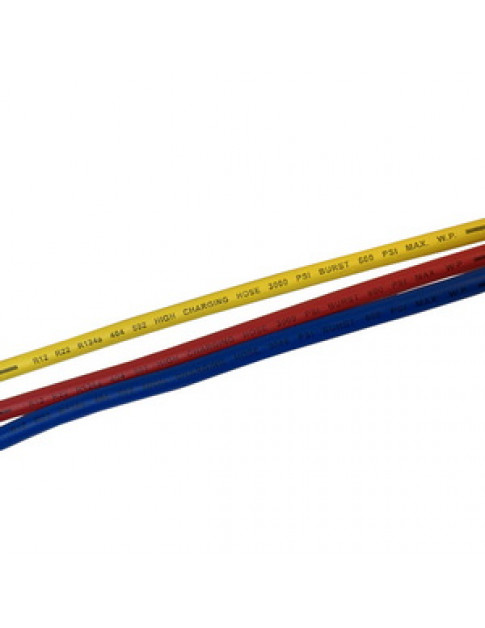 Набор заправных шлангов B372-S (3 шт.x1800mm 1/4''-1/4'' SAE) для фреона R-22 R-134 R-502 Набор заправных шлангов B372-S (3 шт.x1800mm 1/4''-1/4'' SAE) для фреона R-22 R-134 R-502