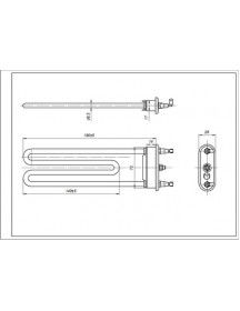 Тен для пральної машини Ariston C00066284 TP 190-SG-1800 Thermowatt L=190mm 1800W