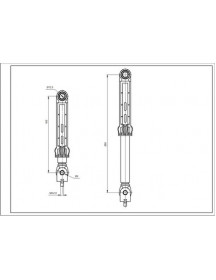 Амортизатор бака для пральної машини Indesit C00309597 (з кріпленням) (2 шт.) 100N L=170-260mm D отворів=13mm