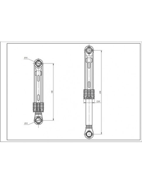 Амортизатор бака для пральної машини Samsung DC66-00343G AKS 100N L=165-255mm D отворів=10mm