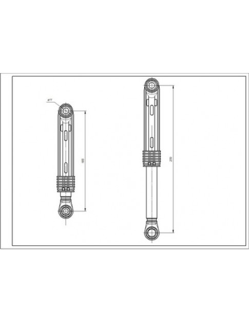 Амортизатор бака для стиральной машины Samsung AKS DC66-00421A 80N L=185-270мм D отверстия=11мм