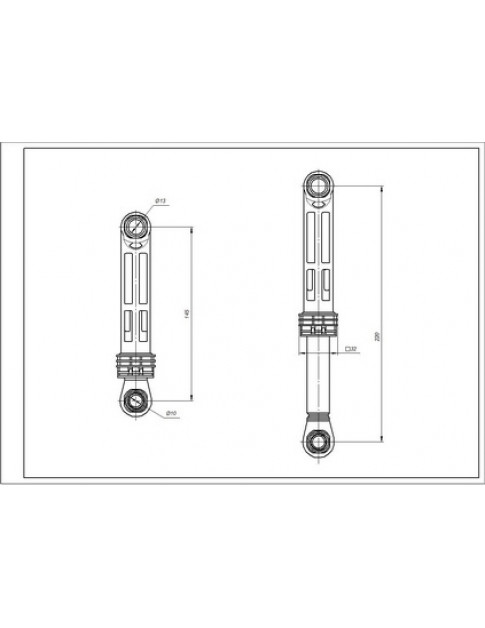 Амортизатор бака для пральної машини  Samsung AKS DC66-00531A 70N L=145-220mm D отвору=10/13mm