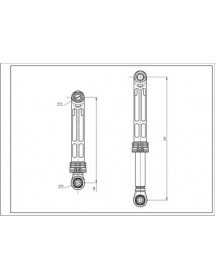 Амортизатор бака для пральної машини Samsung AKS DC66-00531C 80N L=165-255mm D отвору=10/12mm