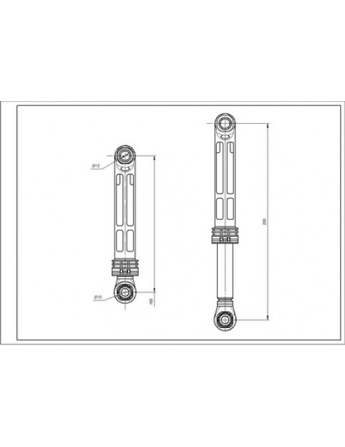 Амортизатор бака для пральної машини Samsung AKS DC66-00531C 80N L=165-255mm D отвору=10/12mm