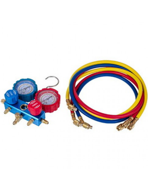 Манометричний колектор 2-вентильний LEETO LMG-2-R22 (R22 R-134 R404 R407) + шланги 3шт.x1200mm