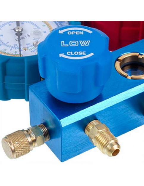 Манометричний колектор 2-вентильний LEETO LMG-2-R22 (R22 R-134 R404 R407) + шланги 3шт.x1200mm