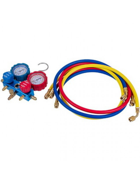 Манометричний колектор 2-вентильний LEETO LMG-2-R410A (R410 R407 R134 R22) + шланги 3шт.x1200mm