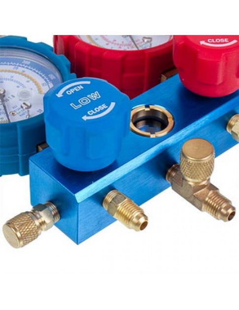 Манометричний колектор 2-вентильний LEETO LMG-2-R410A (R410 R407 R134 R22) + шланги 3шт.x1200mm