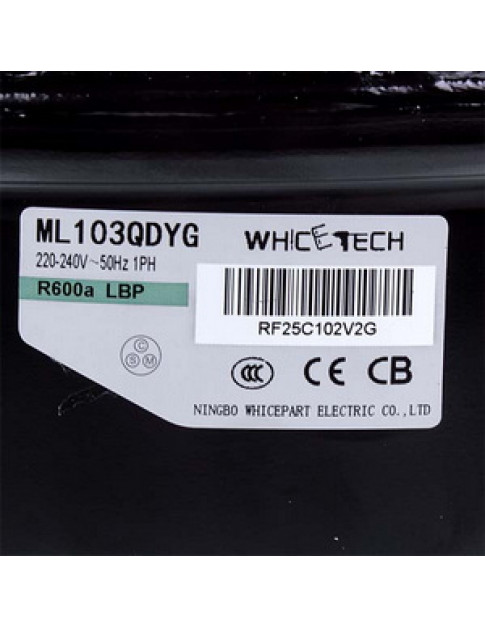 Компрессор для холодильника WhiceTech ML103QDYG R600a 168Вт (с пусковым реле)