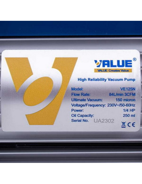 Вакумний насос Value VE-125 (1 ступ., 70 літ/хв.) Вакумний насос Value VE-125 (1 ступ., 70 літ/хв.)
