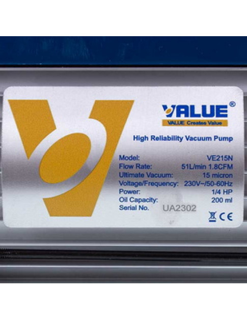 Вакуумний насос Value VE-215 (2 ступ./51 л/мин.) Вакуумний насос Value VE-215 (2 ступ./51 л/мин.)