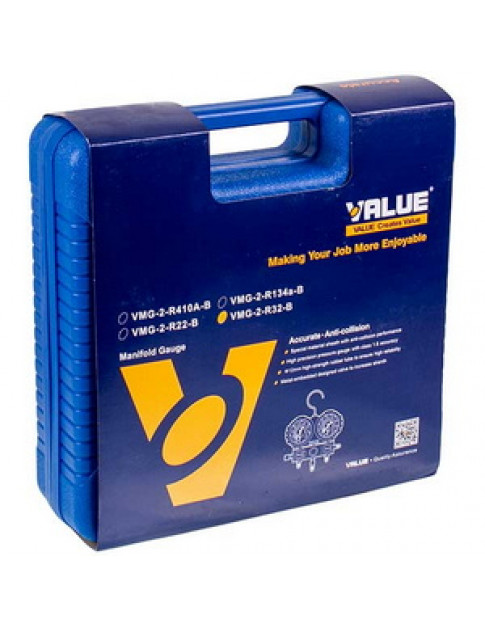 Манометрический коллектор 2-вентильный VALUE VMG-2-R32В-НОВЫЙ+шланги 3 шт. х 1500 мм (R32 R410 R22)