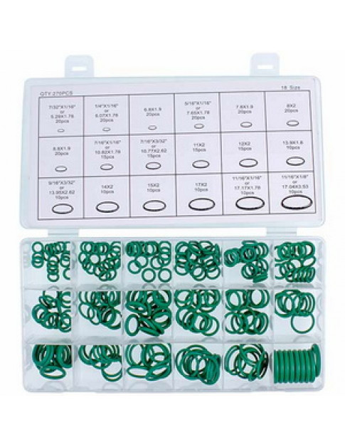 Набір ущільнювачів O-Ring W-8085 (18 видів, 270 шт.) для автомобільного кондиціонера