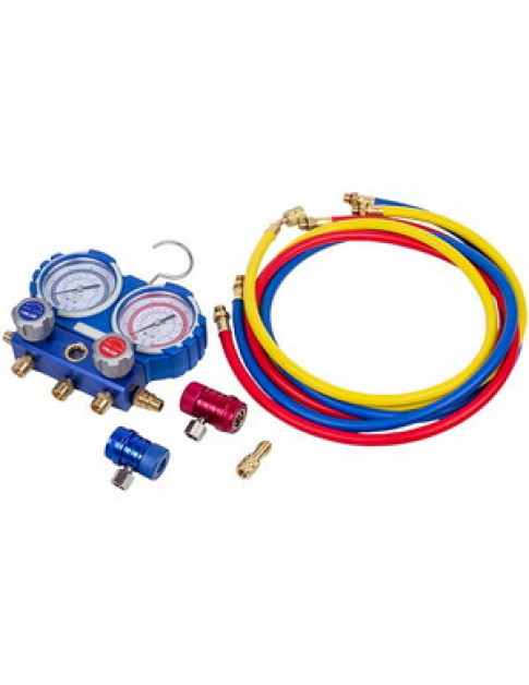 Манометрический коллектор 2-вентильный VMG -2 R1234YF (R1234) Value + шланги 3шт.x900мм + 2 муфты