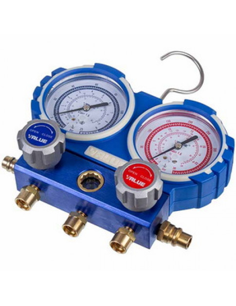 Манометрический коллектор 2-вентильный VMG -2 R1234YF (R1234) Value + шланги 3шт.x900мм + 2 муфты