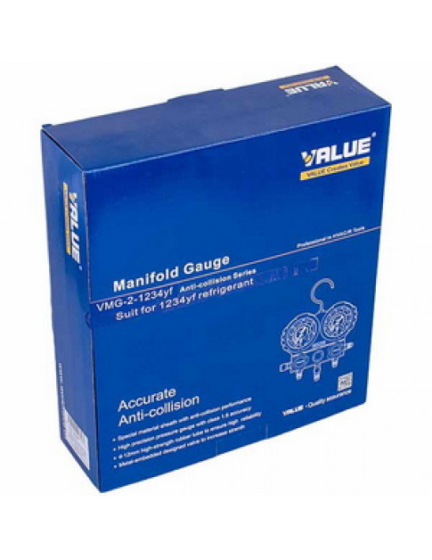 Манометрический коллектор 2-вентильный VMG -2 R1234YF (R1234) Value + шланги 3шт.x900мм + 2 муфты