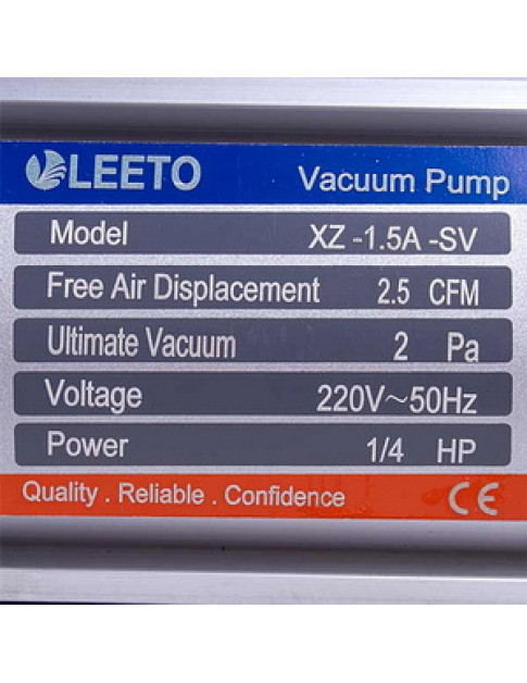 Вакуумний насос із манометром LEETO XZ-1,5-SV (1 ступ./70 л/хв.)