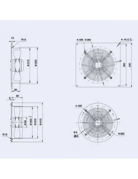Осьовий вентилятор Weiguang YWF4E-300S-92/35-G 220V 1380rpm 1664 м3/год