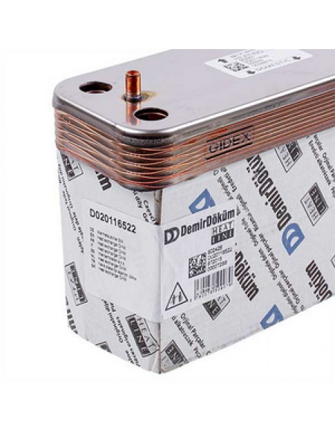 Теплообмінник пластинчастий ГВП Gidex (10 пластин) для газового котла Protherm Ягуар, Рись D020116522 Теплообмінник пластинчастий ГВП Gidex (10 пластин) для газового котла Protherm Ягуар, Рись D020116522