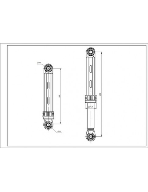 Амортизатор бака для пральної машини Samsung DC66-00343G 100N L=160-255mm D отворів (з ребрами)=10mm