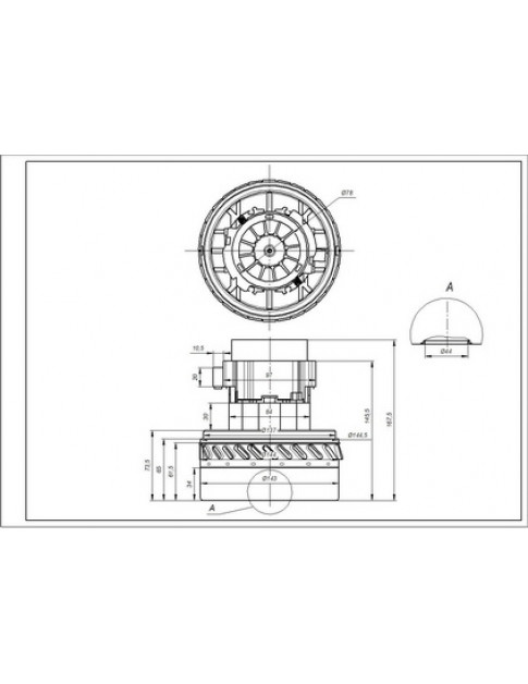 Двигун для мийного пилососа Samsung DJ31-00114A 061300447 Ametek Д=143/78 мм В=73/168 мм 1600 Вт