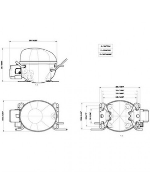 Компресор для холодильника EMBRACO EMT2117U R290 205W (з пусковим реле CSIR)
