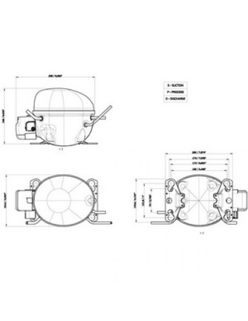Компресор для холодильника EMBRACO EMT2121U R290 256W (з пусковим реле CSIR)