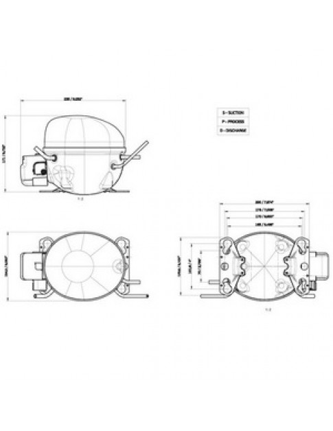 Компресор для холодильника EMBRACO EMT2130U R290 335W (з пусковим реле CSIR)