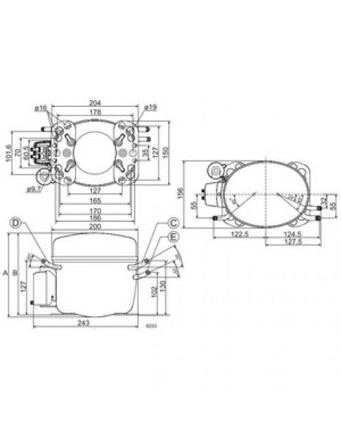 Компресор для холодильника SECOP (DANFOSS) FR6CL R404а/R507а 243W (з пусковим реле)