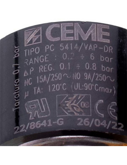 Реле тиску (пресостат) CEME UNOX KVL1065A PC 5412/VAP 0.2-6 bar резьба 1/4 Реле тиску (пресостат) CEME UNOX KVL1065A PC 5412/VAP 0.2-6 bar резьба 1/4