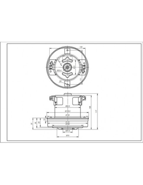 Двигун для пилососа KW41179VCM Koolwen D=130/84 mm H=29/109 mm 1800 W
