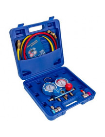 Манометричний колектор 2-вентильний LMG-2-R134a LEETO + шланги 3шт.x1200mm + автомуфти (R134a)