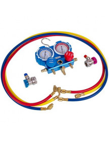 Манометричний колектор 2-вентильний LMG-2-R134a LEETO + шланги 3шт.x1200mm + автомуфти (R134a)