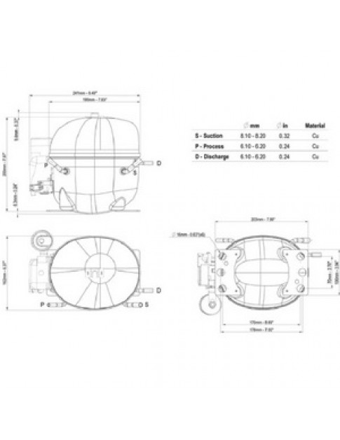 Компресор для холодильника EMBRACO ASPERA NE1121Z R134a 250W (з пусковим реле RSIR)